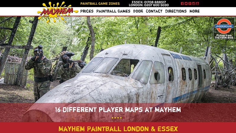 Mayhem Paintball website designed by EQ Creative